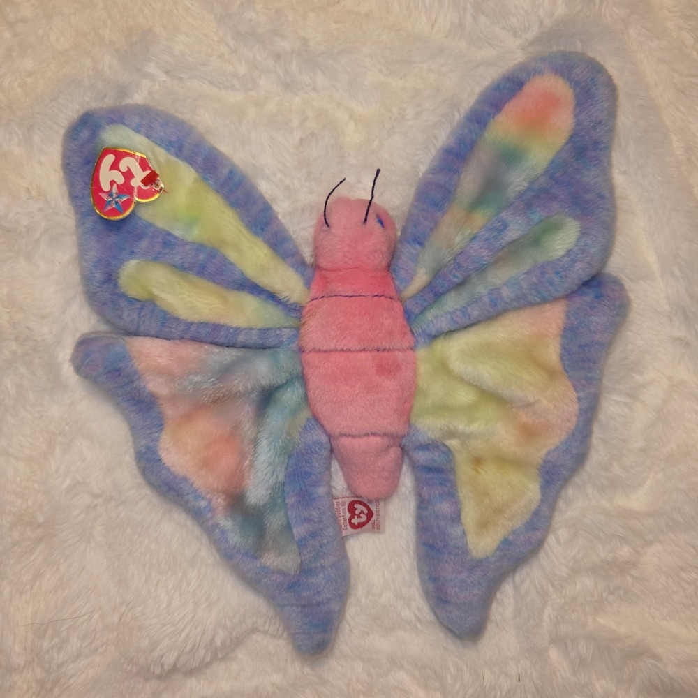 Ty Beanie Buddies Flitter Butterfly Plush OS Multicolor Excellent Tie Dye 2000